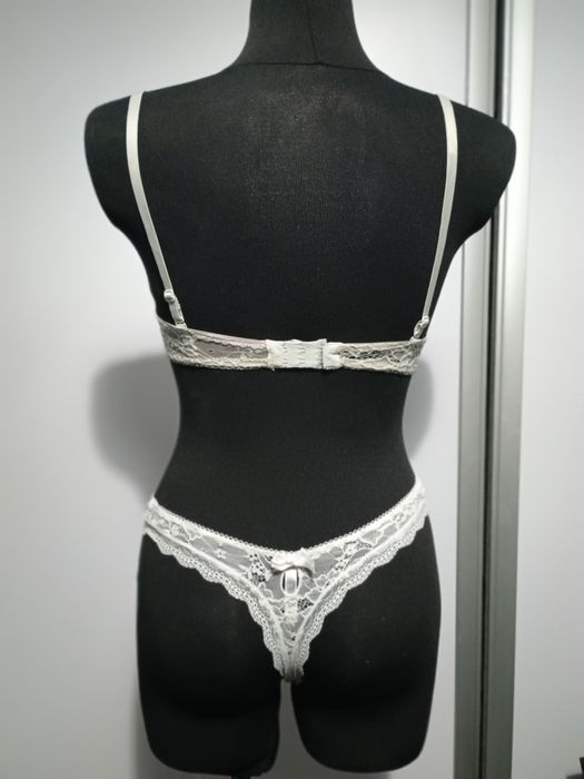 ZESTAW Biustonosz stanik atlantic 70B + majteczki stringi M