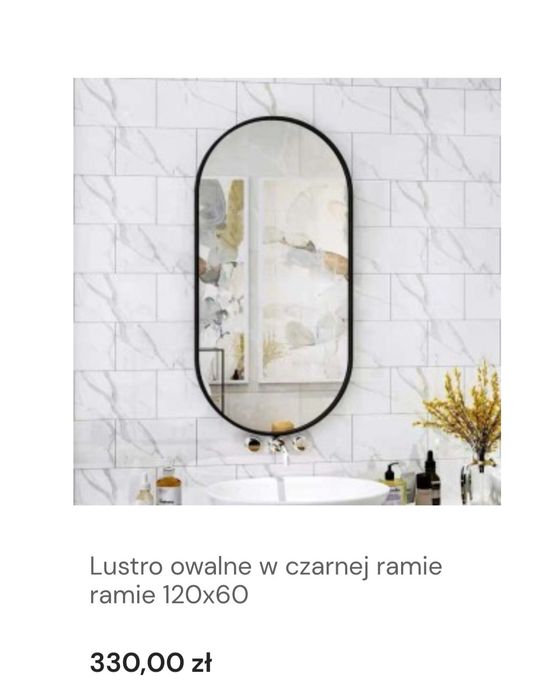 Lustra owalne w aluminiowej ramię