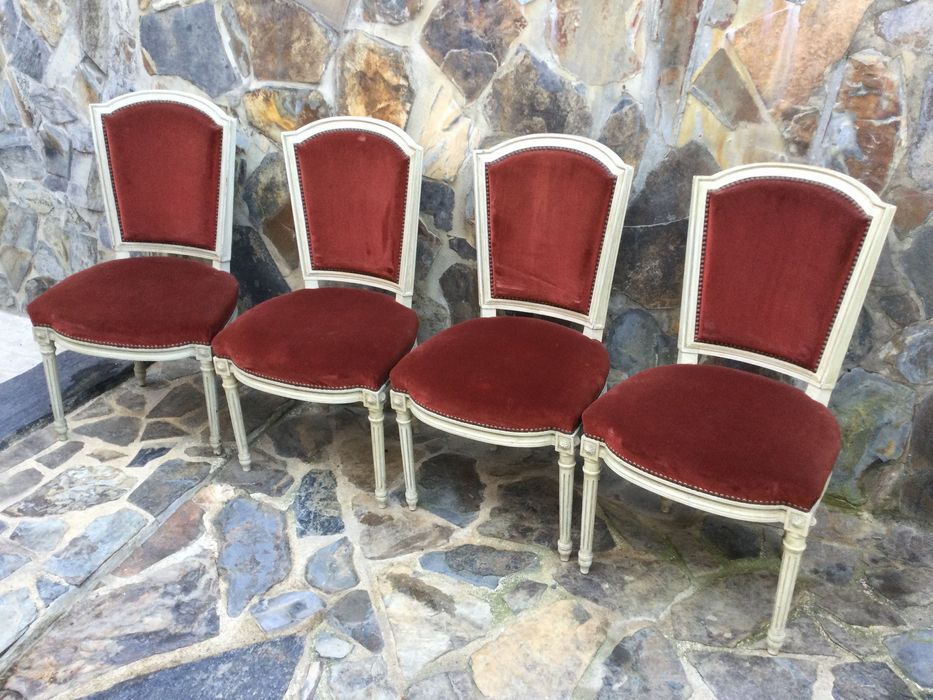 Cadeiras Centenárias Império Veludo vermelho 92 cm 8 unidades