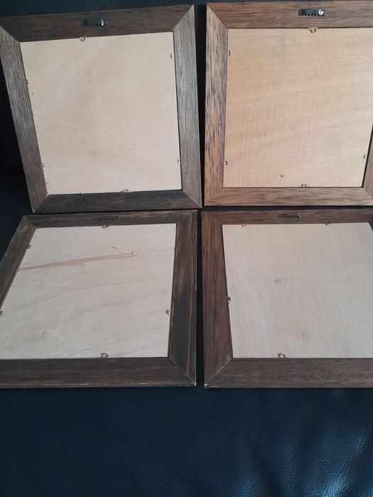 Obrazki cztery pory roku oprawione w drewniane ramki