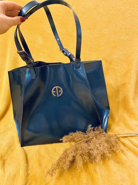 Nowa oryginalna niebieska metaliczna torebka Adama Barona