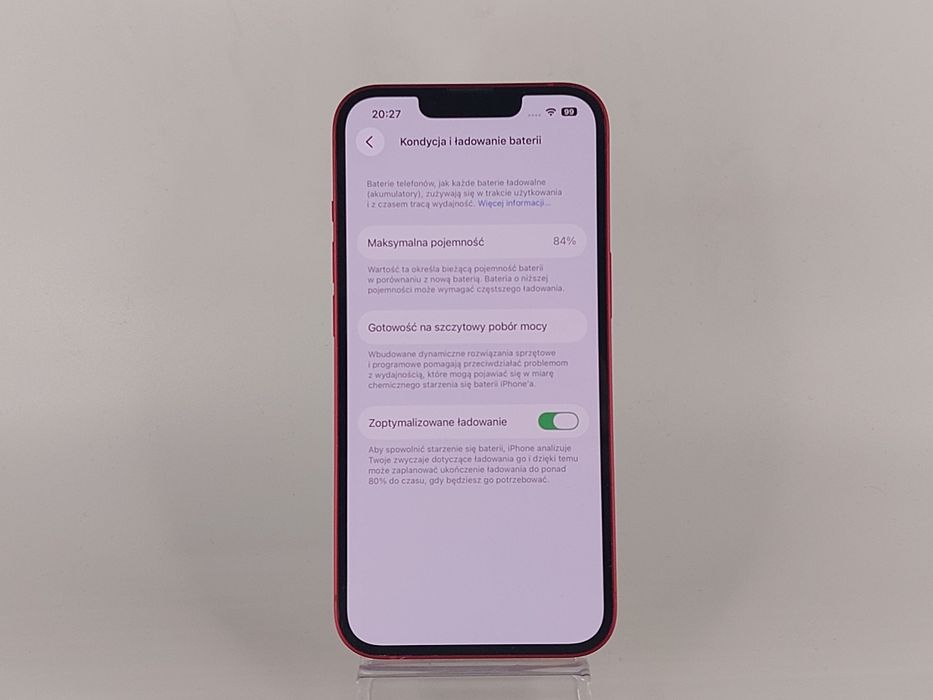 iPhone 13 128 GB, 84%, Czerwony — Jak Nowy Stan