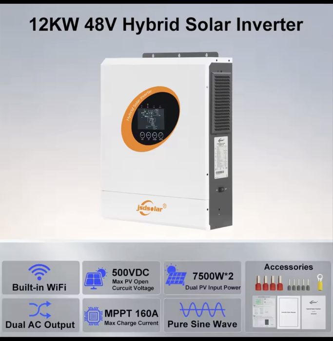 Гібридний інвертор Jsdsolar 24В 4000Вт з Wi fi модулем