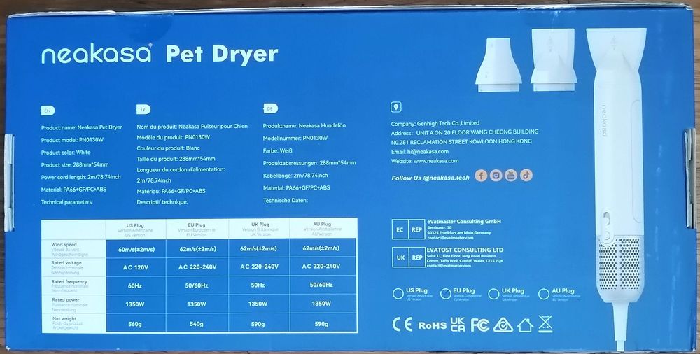 Secador para animais Neakasa F1- novo, 3 anos de garantia