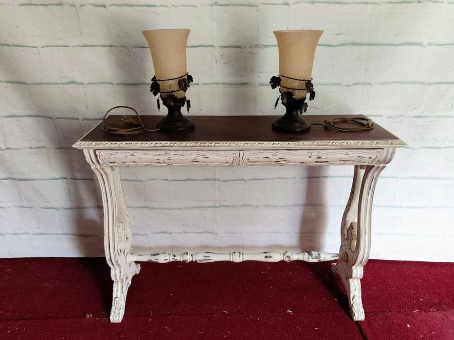 Lindíssimo par de candeeiros em vidro e adorno metal