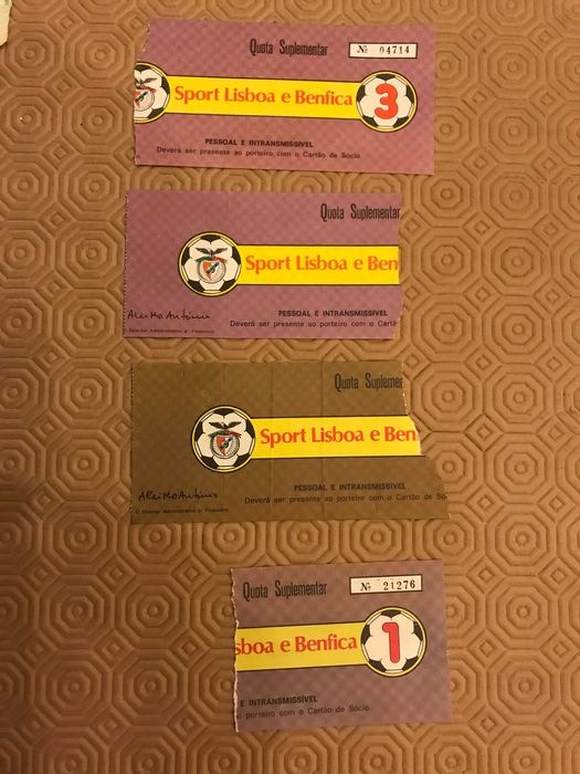 BENFICA - Bilhetes antigos futebol