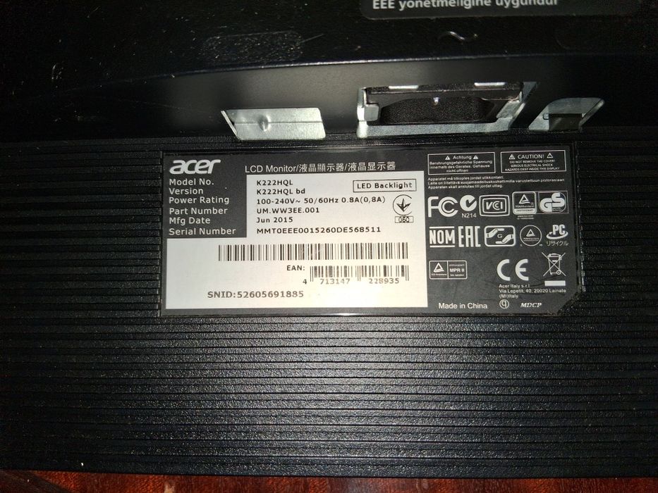 Monitor pc ACER completo