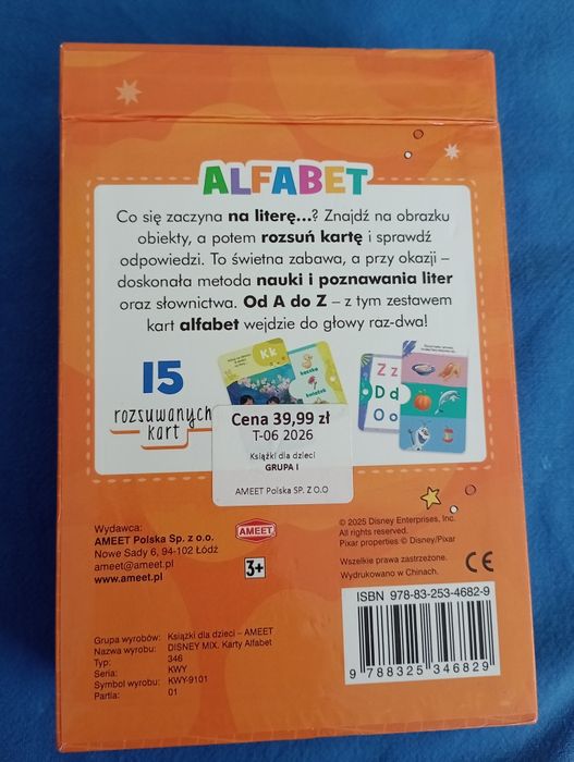 15 rozsuwanych kart - alfabet