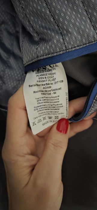 Płaszcz męski z wełny Vestus