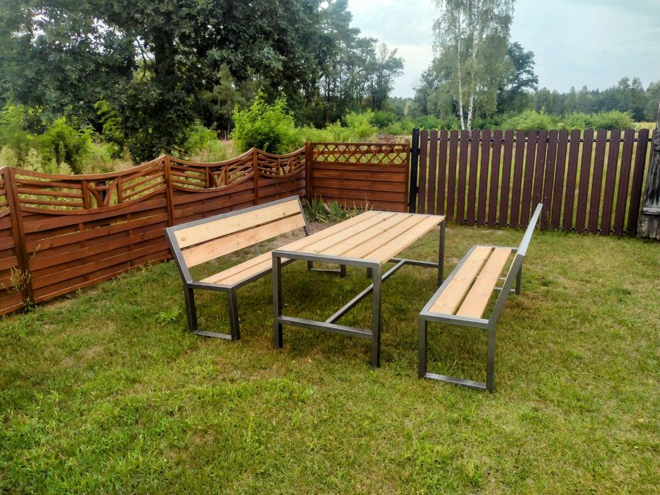 Meble ogrodowe, loft stół i dwie lawki