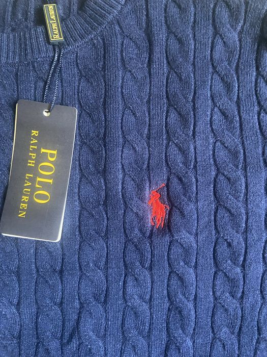 Polo Ralph Lauren sweter męski granatowy cable knit NOWY z metką