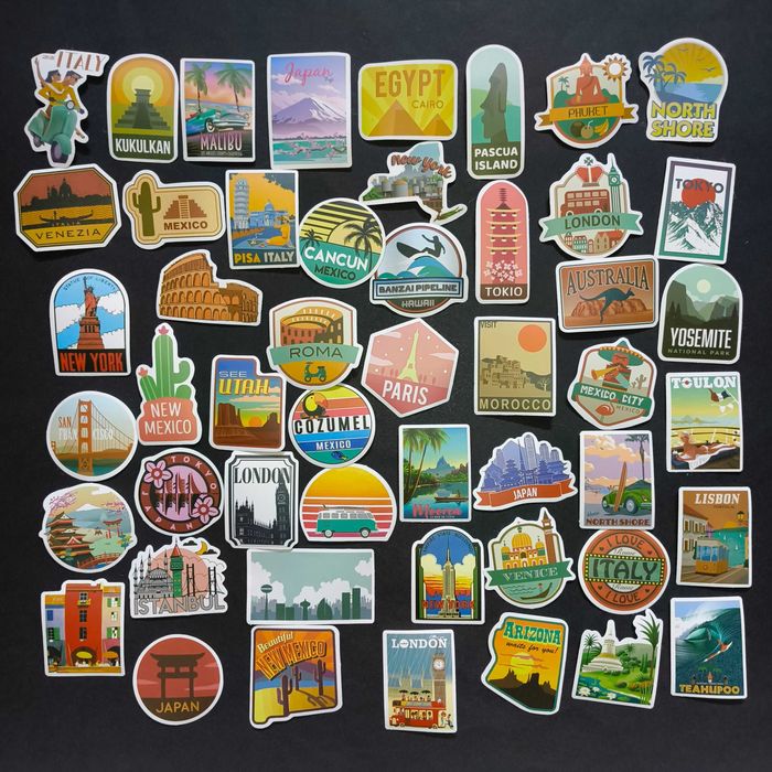 50 Stickers Autocolantes Viagens Cidades Turismo Travel