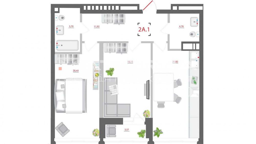 2к квартира City Hub | 86 м² під чистове | дизайн в подарунок