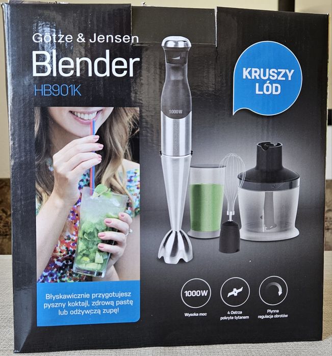 Blender ręczny Götze & Jensen HB901K  1000 W z  tytanowymi ostrzami