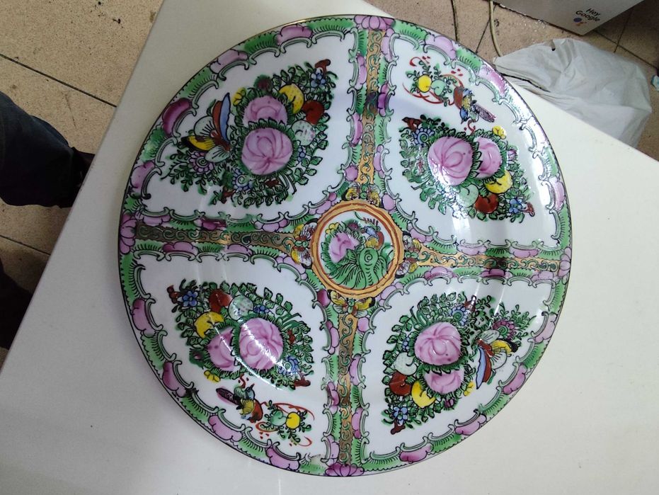 2 Prato Antigo Ceramica decorativo chinês 27 cm