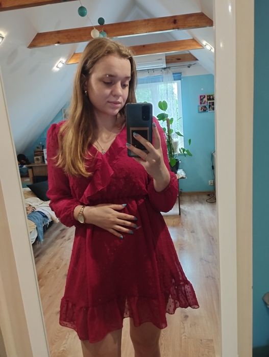 Sukienka bordowa plumeti