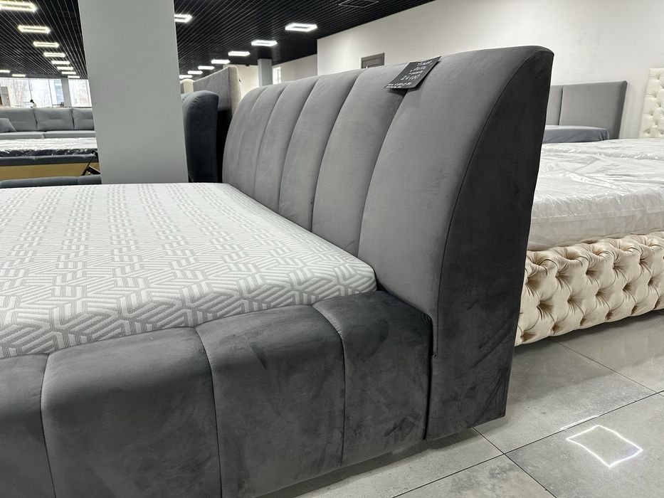 Ліжко Лотос з матрасом  160*200, графіт, сіре, акція ( ліжко+матрас)