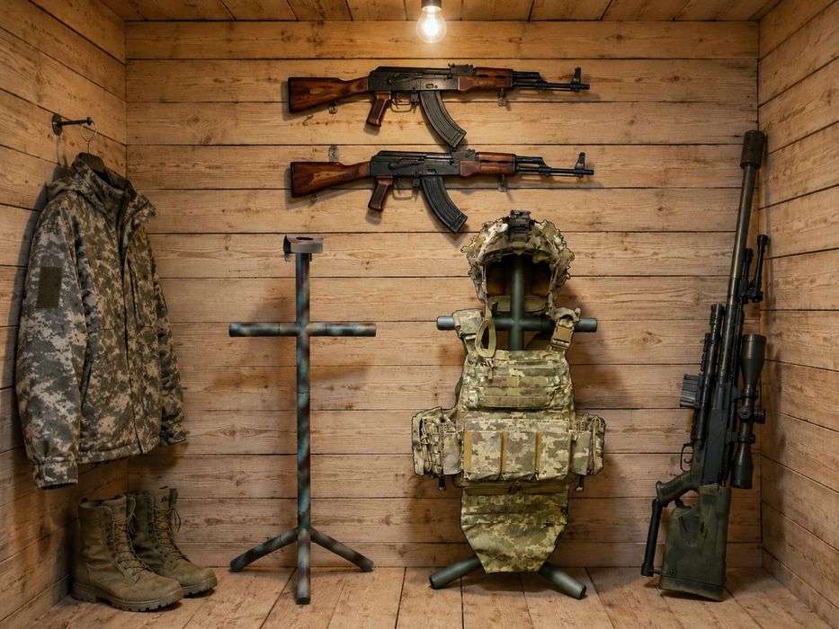 Стійка для військового спорядження ЗСУ. Кругла  металева камуфляж, хакі
