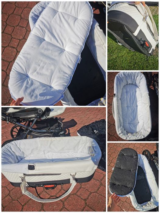 wózek Emmaljunga skóra naturalna 2w1 biało-czarny