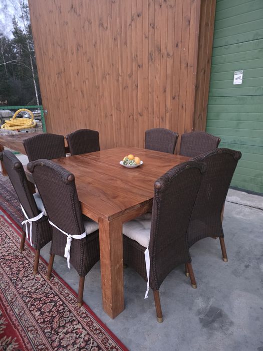 Kolonialny stół kwadratowy 140 cm tekowy #1675 Stylowy Węgrów