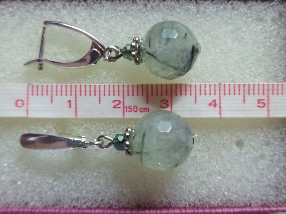 Серьги  Аметист  Пренит  Розовый кварц   Натуральный камень