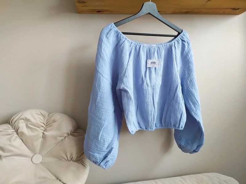 Bluzka hiszpanka błękitna niebieska S do M