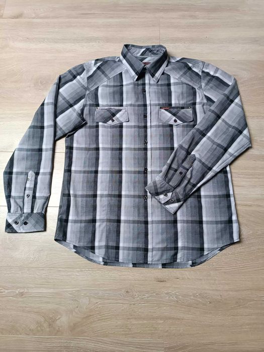 Koszula krata długi rękaw guziki kołnierzyk kieszonki bawełna 'Marlboro Classic' XL