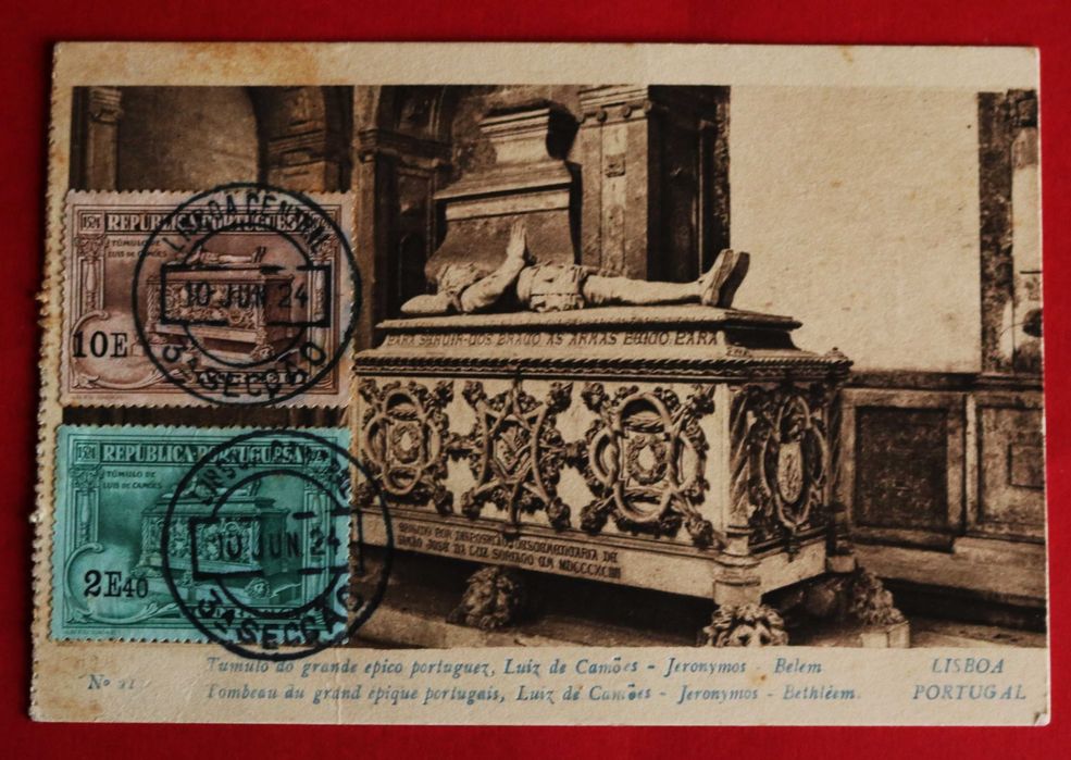 Túmulo de Camões c/selos do mesmo tema do 10 de Junho 1924