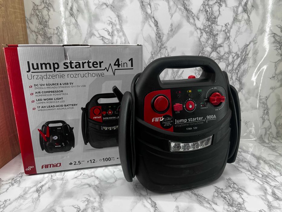 Urządzenie rozruchowe AMIO 900A 17Ah 12V Booster 4w1