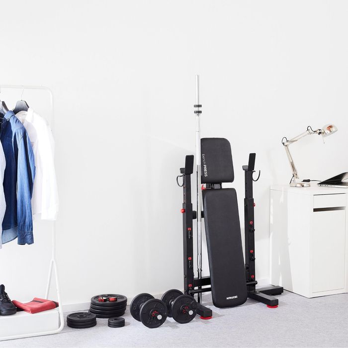 Banco de Musculação Supino Plano, Inclinável, com Suportes de Barra