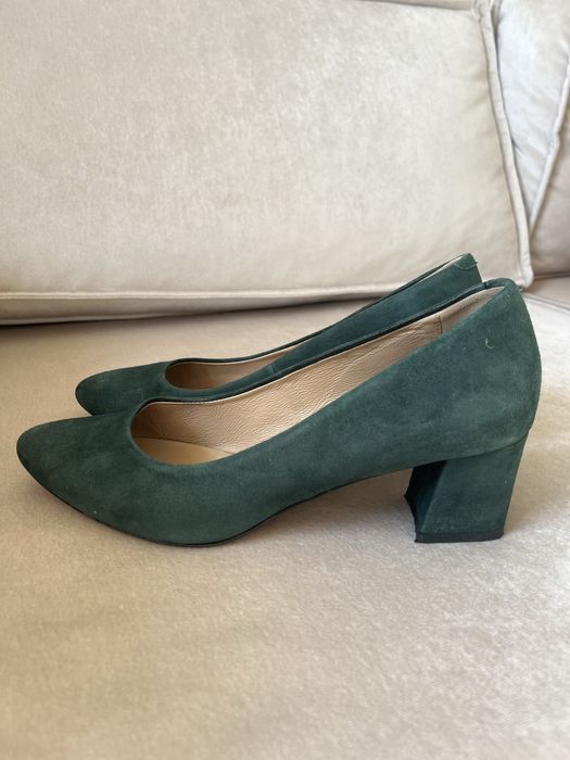 Czółenka zamsz Wojas butelkowa zieleń