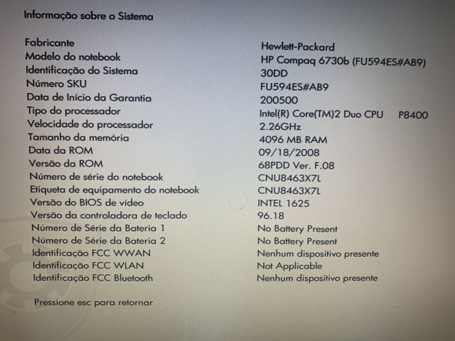 PC notebook HP Compaq 6730b64586503371905121