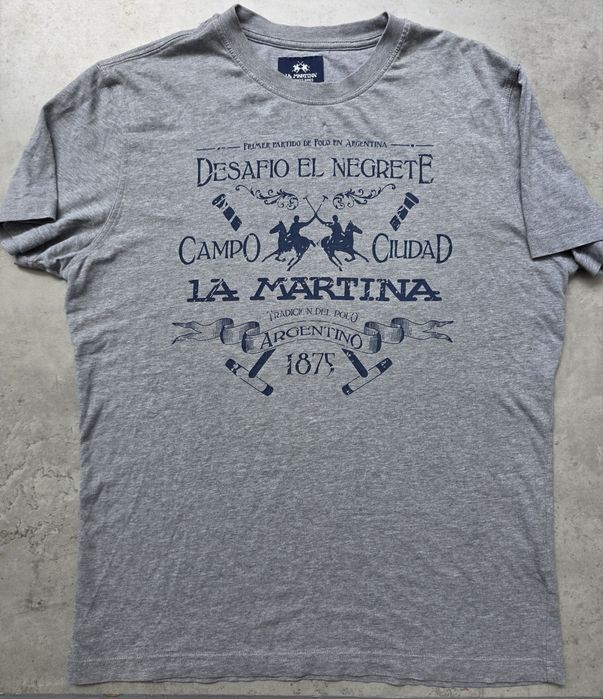 La Martina koszulka męska M szara T-shirt  polo