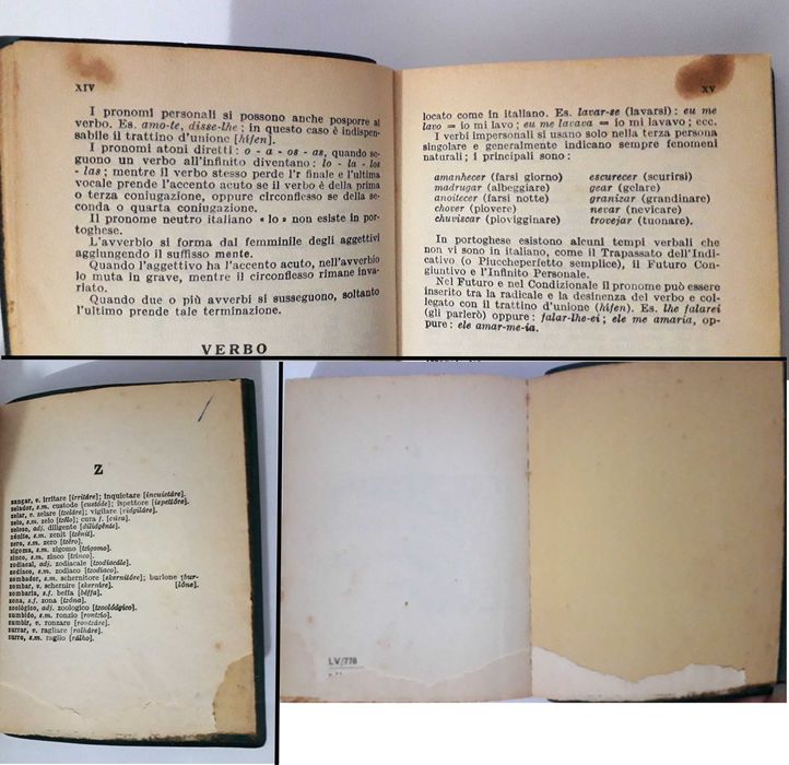 Dicionário antigo de bolso Italiano-Português-Italiano