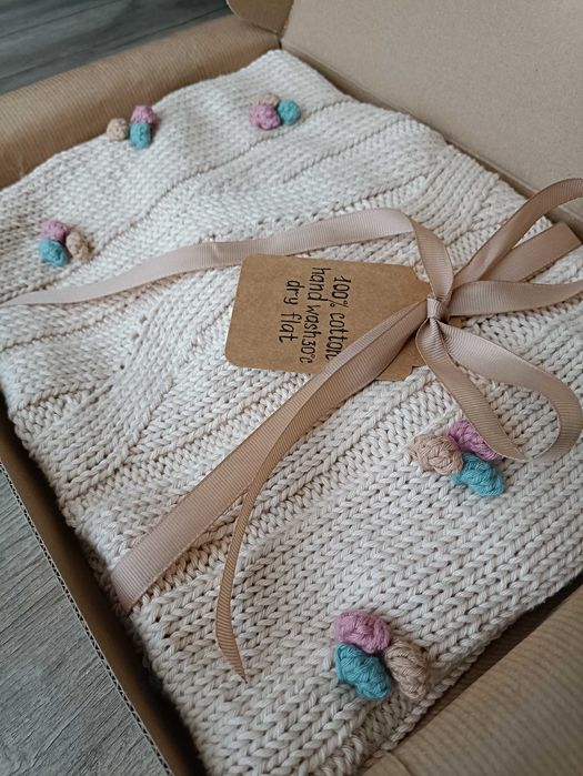 Handmade Kocyk dla niemowląt (kolor śmietanka)