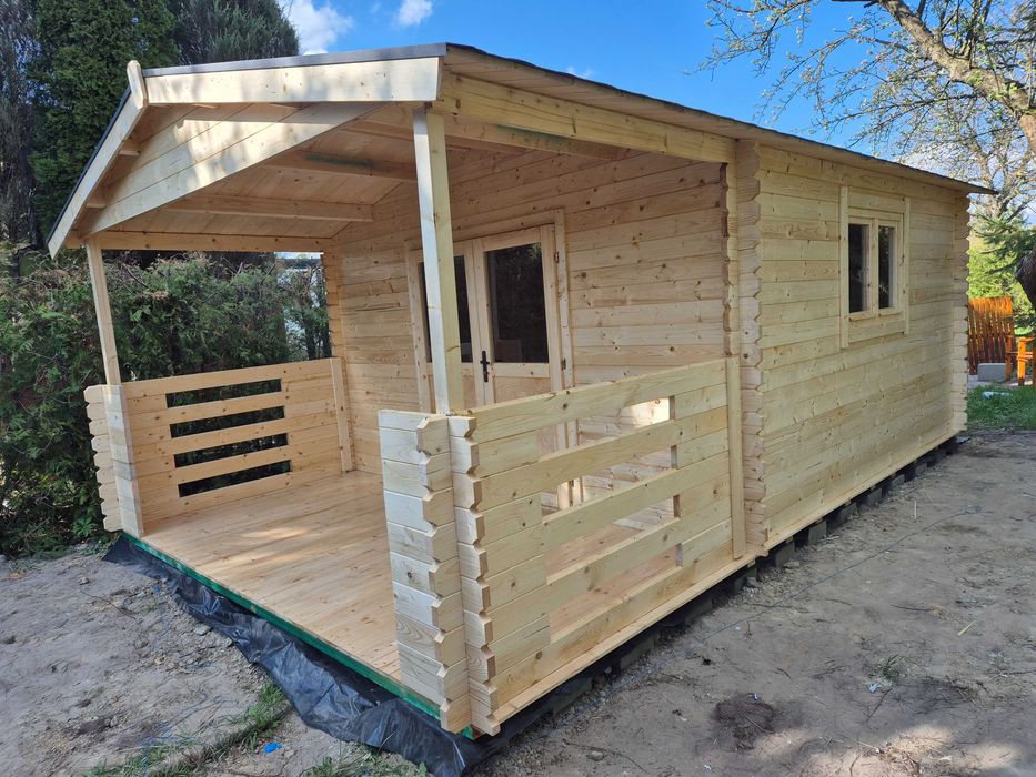 dostępny od ZARAZ solidny domek drewniany + taras*6x4*24 m2*ściany34mm