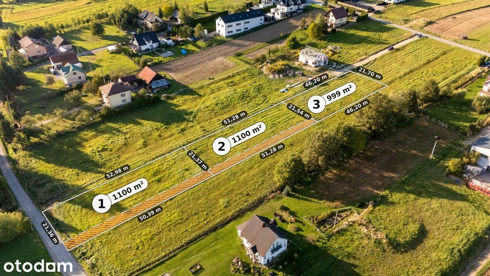 3 widokowe działki budowlane, 10–11 arów, po 180 tys. zł - Widok 2