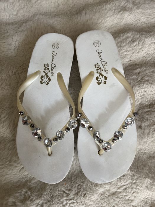 Klapki japonki 38/39 krysztalki na koturnie