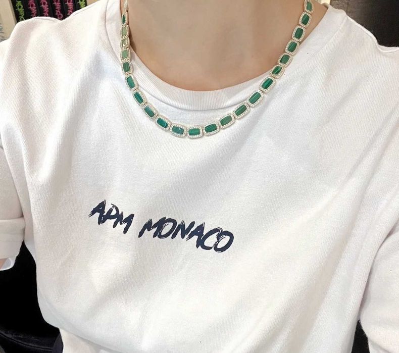 Naszyjnik modowy APM Monaco z zielonego malachitu