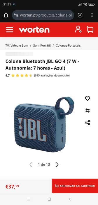 Coluna JBL GO3 e GO4