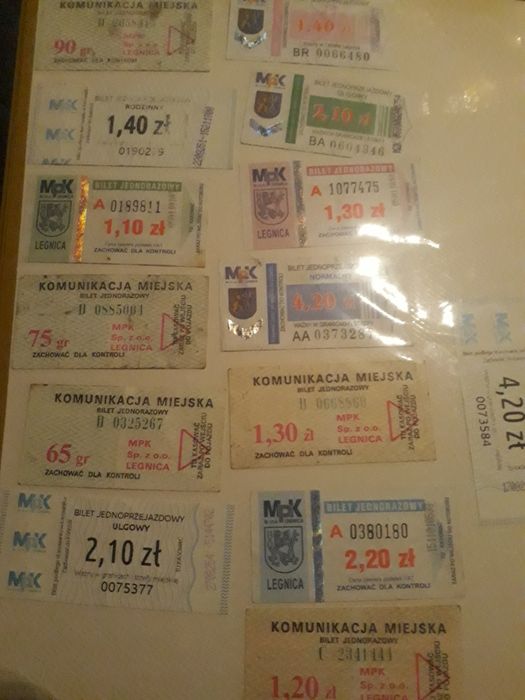 Bilety autobusowe różne nominaly