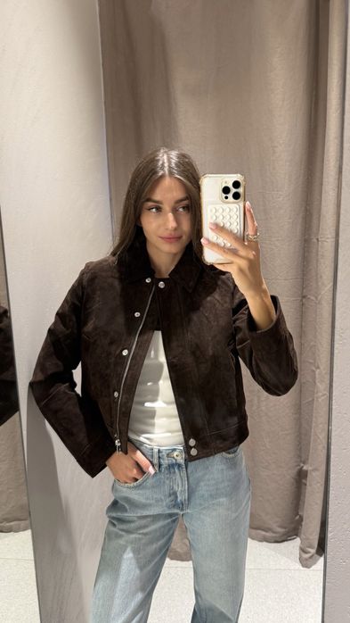 Куртка з натуральної замші Zara