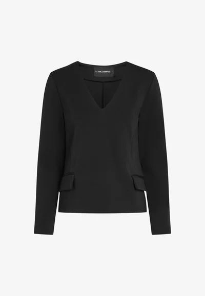 Karl lagerfeld bluza damska wkładana przez głowę dekolt v czarna s u5a