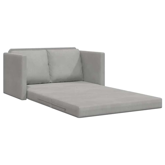Sofa podłogowa 2-w-1, jasnoszara 122x204x55 cm, aksamit łóżko