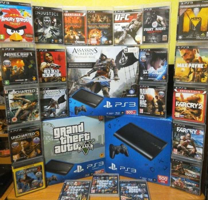 SonyPS3Slim(Online-GTA5/RDR/MK/UFC/NFS/Fifa,Обмен Приставки/Игр)+2джоя