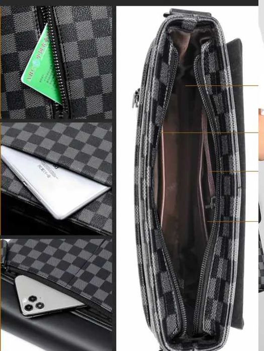 Чоловіча мужская повседневная кожаная сумка планшетка на плече новая