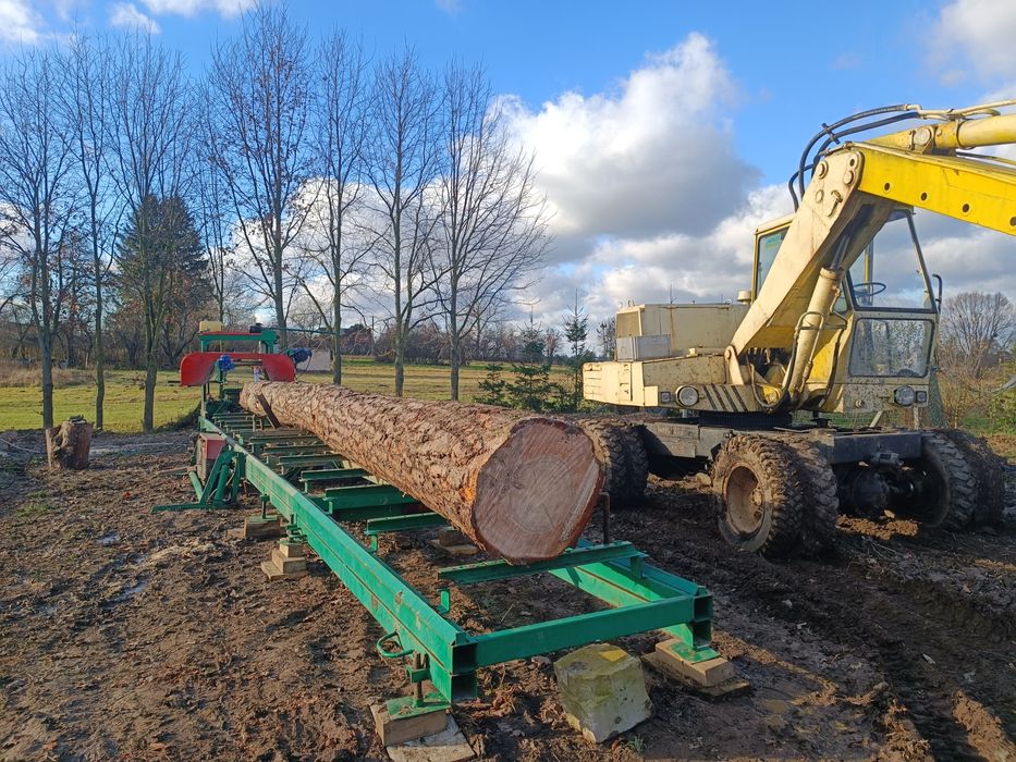 Trak mobilny z hydrauliką – przecieranie drewna kłody 10,5 m