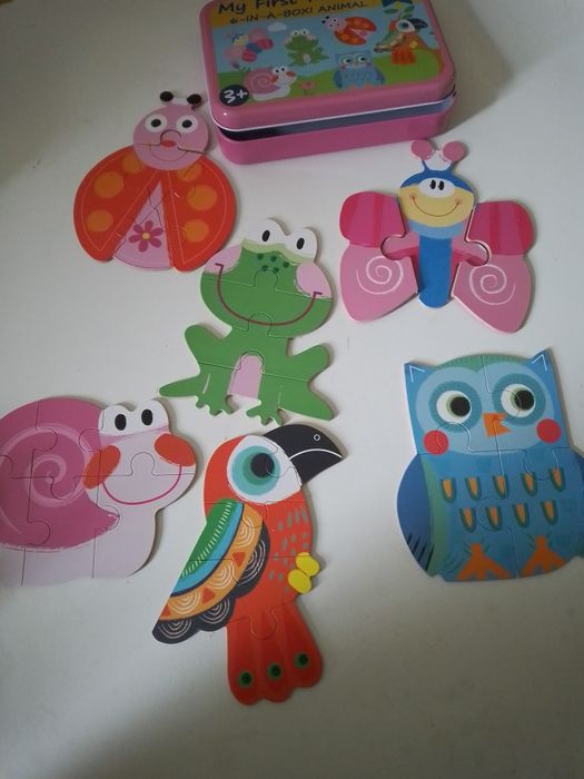 Новый набор из 6 пронумерованных пазлов в металлической коробке