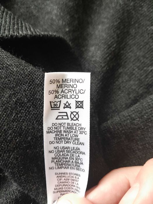 Ciemnoszary sweter 50% MERINO Dunnes