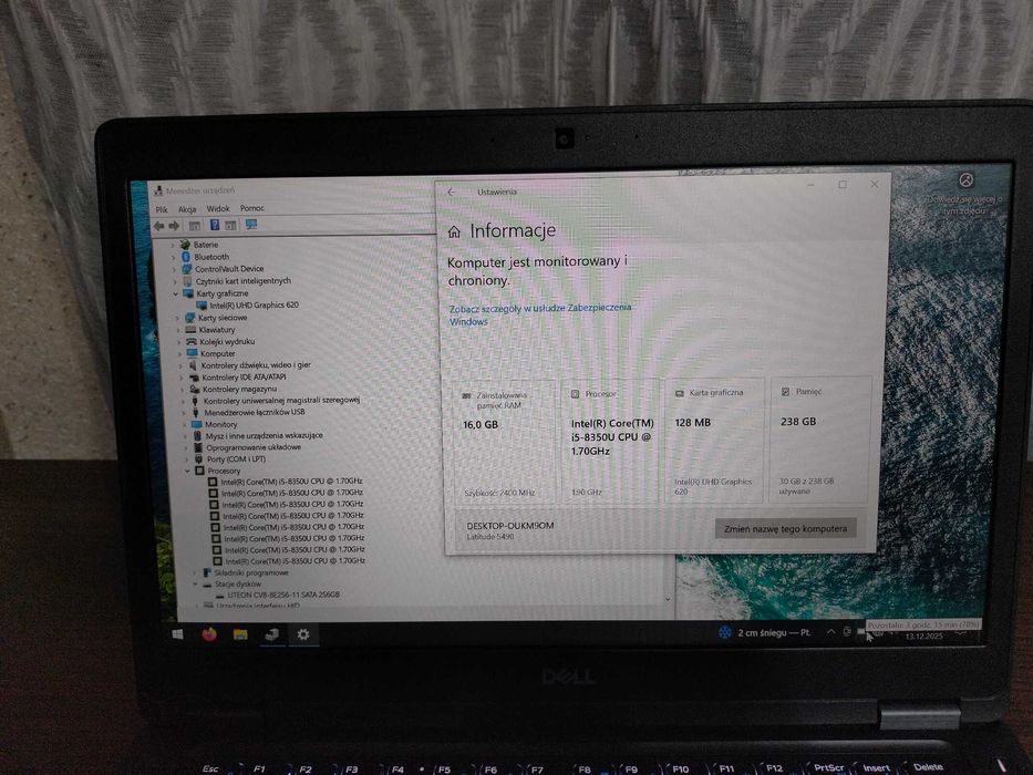 Dell Latitude 5490 i5-8350u, 16GB RAM,256GB SSD, IntelHD, LTE 4G,Win10